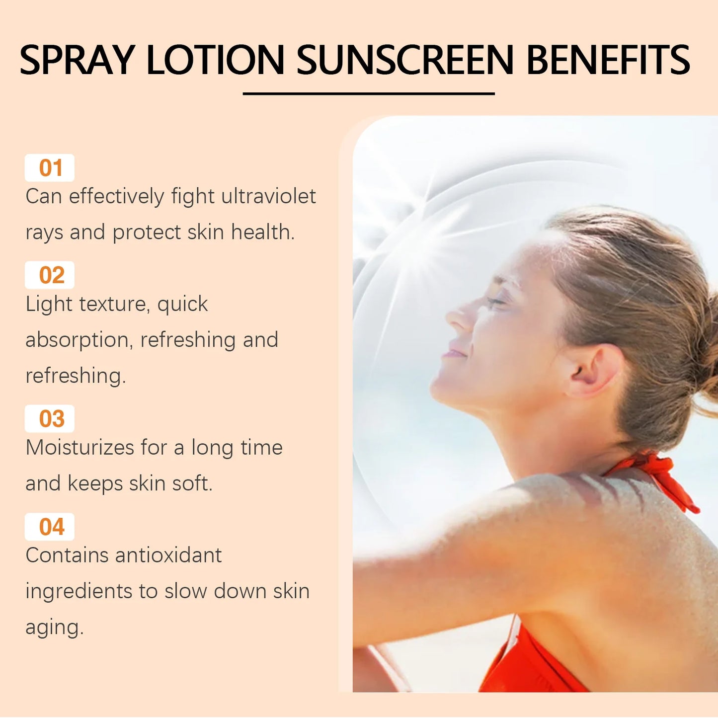 Protetor Solar em Spray FPS 50 — À Prova d'Água, Hidratante e Iluminador para Rosto e Corpo