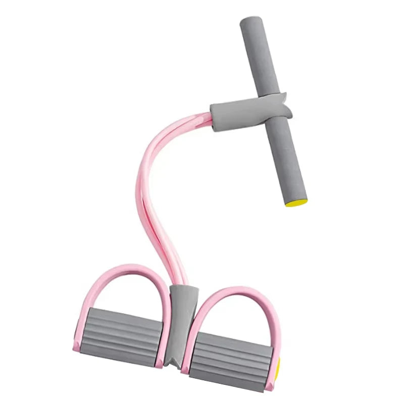 Kit Faixas de Resistência com 4 Tubos e Pedal — Elástico para Treino de Abdômen, Cintura e Braços