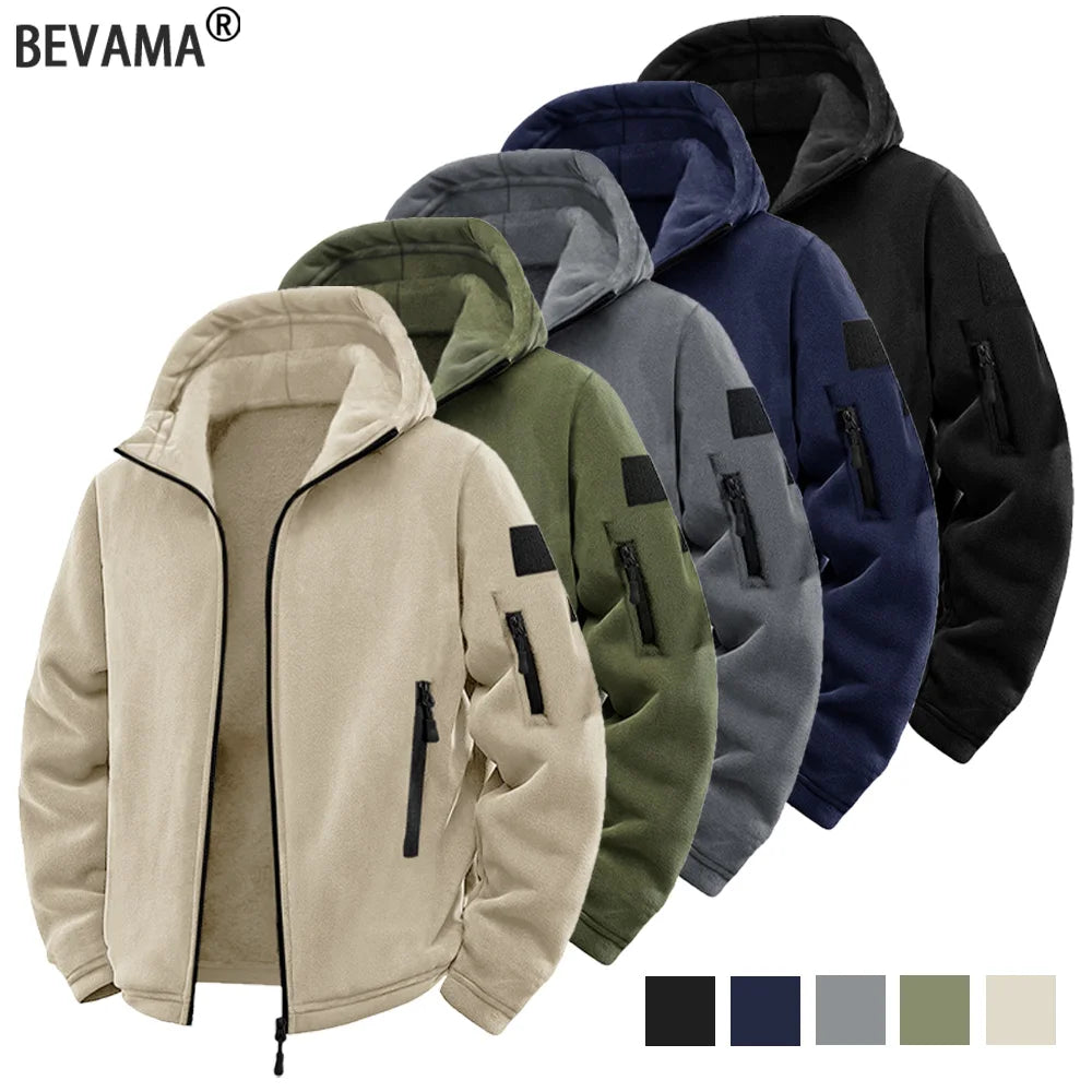 Jaqueta tática masculina outono inverno engrossado quente com capuz casacos esportes ao ar livre completo zip up hoodies caminhadas outwear