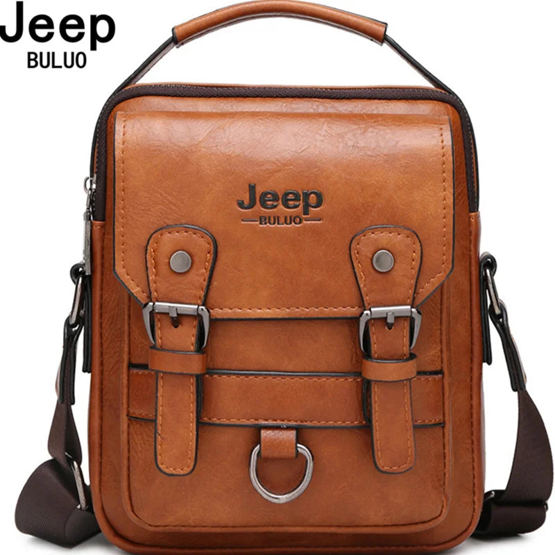 Bolsa Masculina Jeep Buluo Crossbody Elegante — Couro, Grande Capacidade e Estilo Executivo