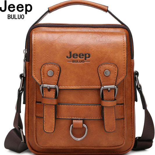 Bolsa Masculina Jeep Buluo Crossbody Elegante — Couro, Grande Capacidade e Estilo Executivo