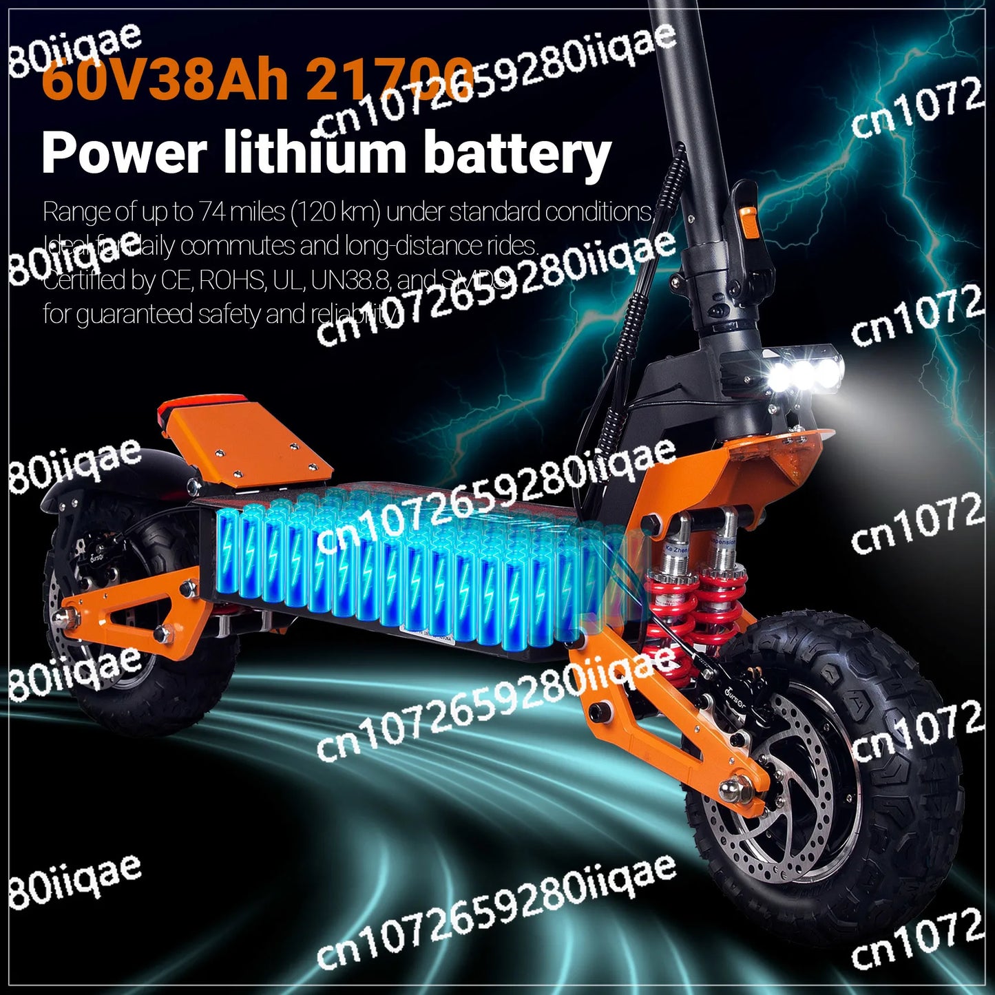 Scooter Elétrico X5 6000W com Motor Duplo em Estoque na China, Bateria Grande de 60v 40ah, Scooter com Controle Remoto e Assento, Pneus de 11 polegadas