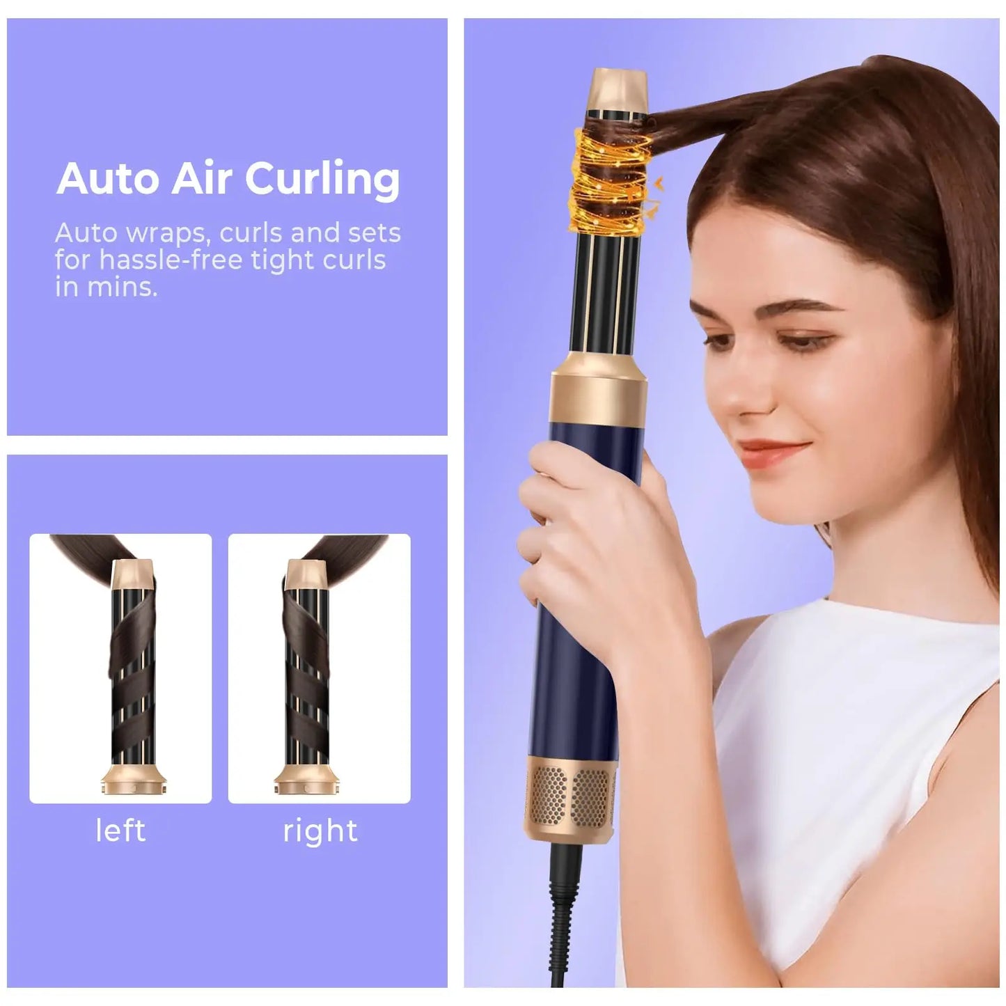 Secador de Cabelo 7 em 1 sem Escova de Alta Velocidade — Iônico com Difusor e Modelador Automático