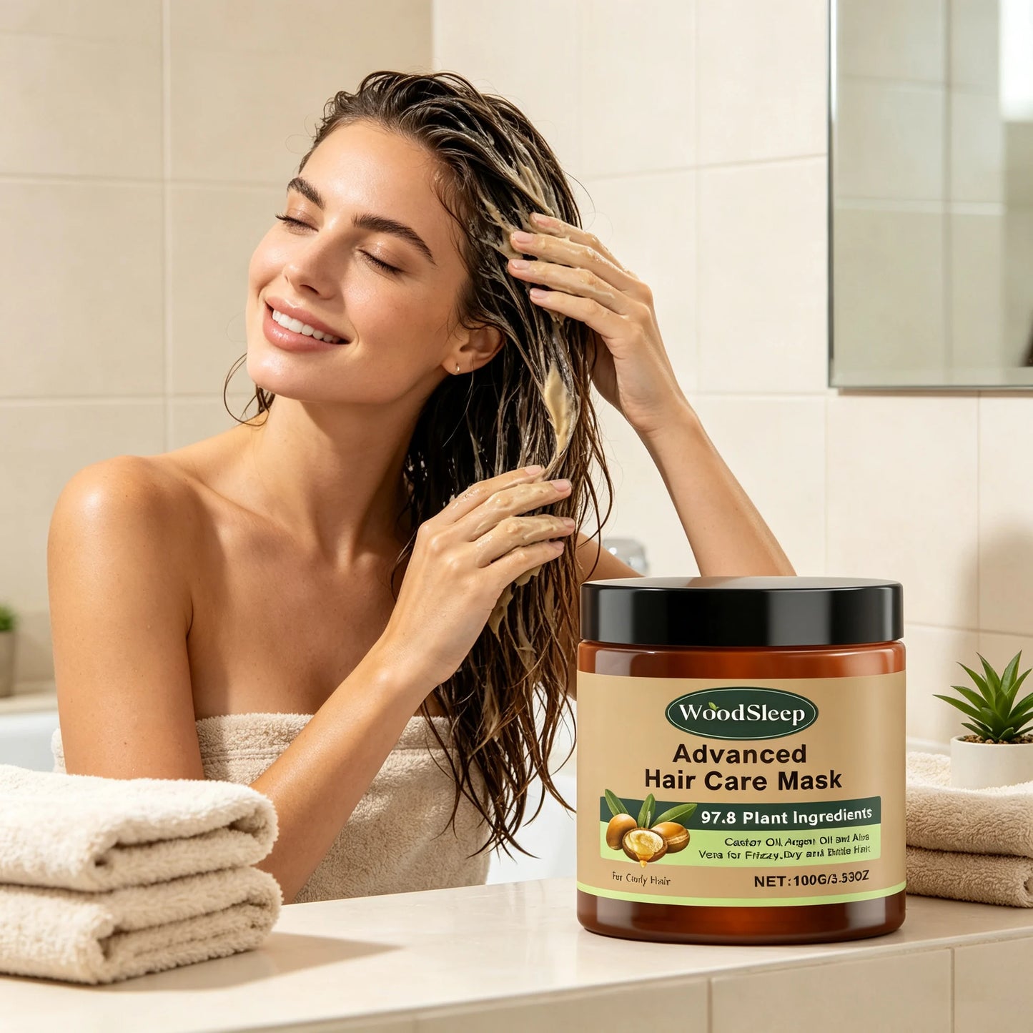 Máscara Capilar Hidratante Profunda — Anti-Frizz, Suavizante e Reparadora para Cabelos Danificados