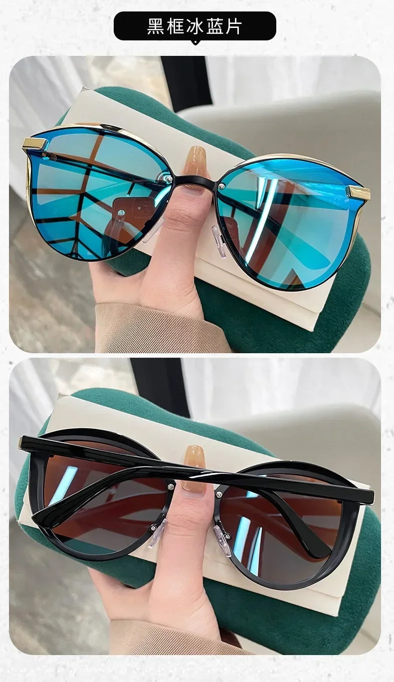 Óculos de Sol Retro Redondo Estilo Gato — Feminino, Elegante e com Proteção UV400
