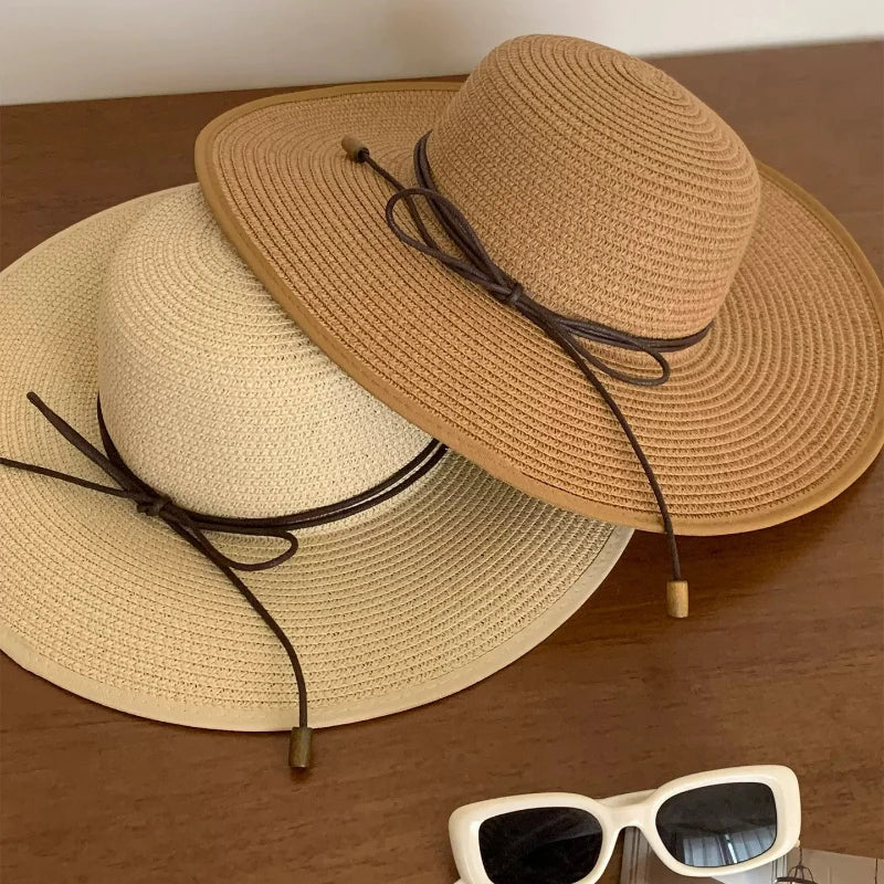 Chapéu de Sol Elegante e Dobrável para Mulheres, Chapéu Panamá de Verão com Aba Larga e Proteção UV, Acessórios para Viagem e Praia