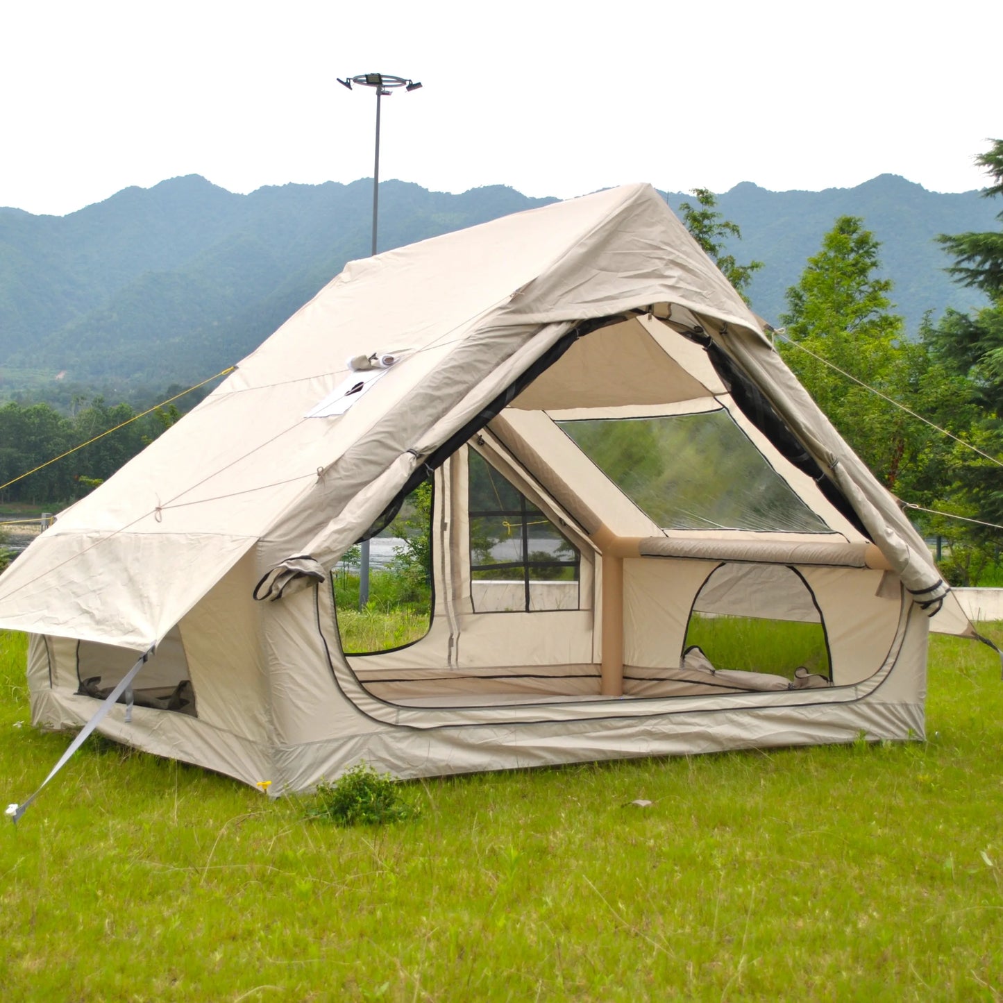 Barraca Inflável para Camping, Barraca Inflável Glamping com Bomba Manual para Todas as Estações, Ideal para Família, Amigos, Acampamento, Encontros ao Ar Livre
