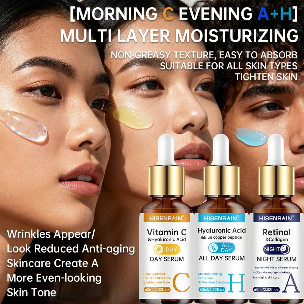 Duo Sérum Vitamina C + Retinol + Ácido Hialurônico — Antienvelhecimento e Hidratação Profunda