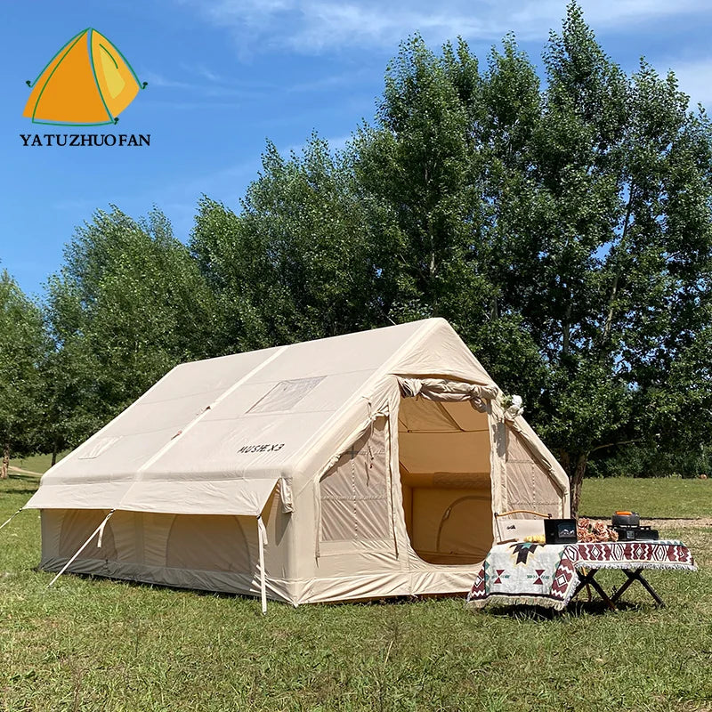 Tendas de Ar Personalizadas para Famílias Grandes, Luxuosas para Glamping ao Ar Livre, Tenda de Camping para 4-6 Pessoas, Tenda Inflável de Algodão