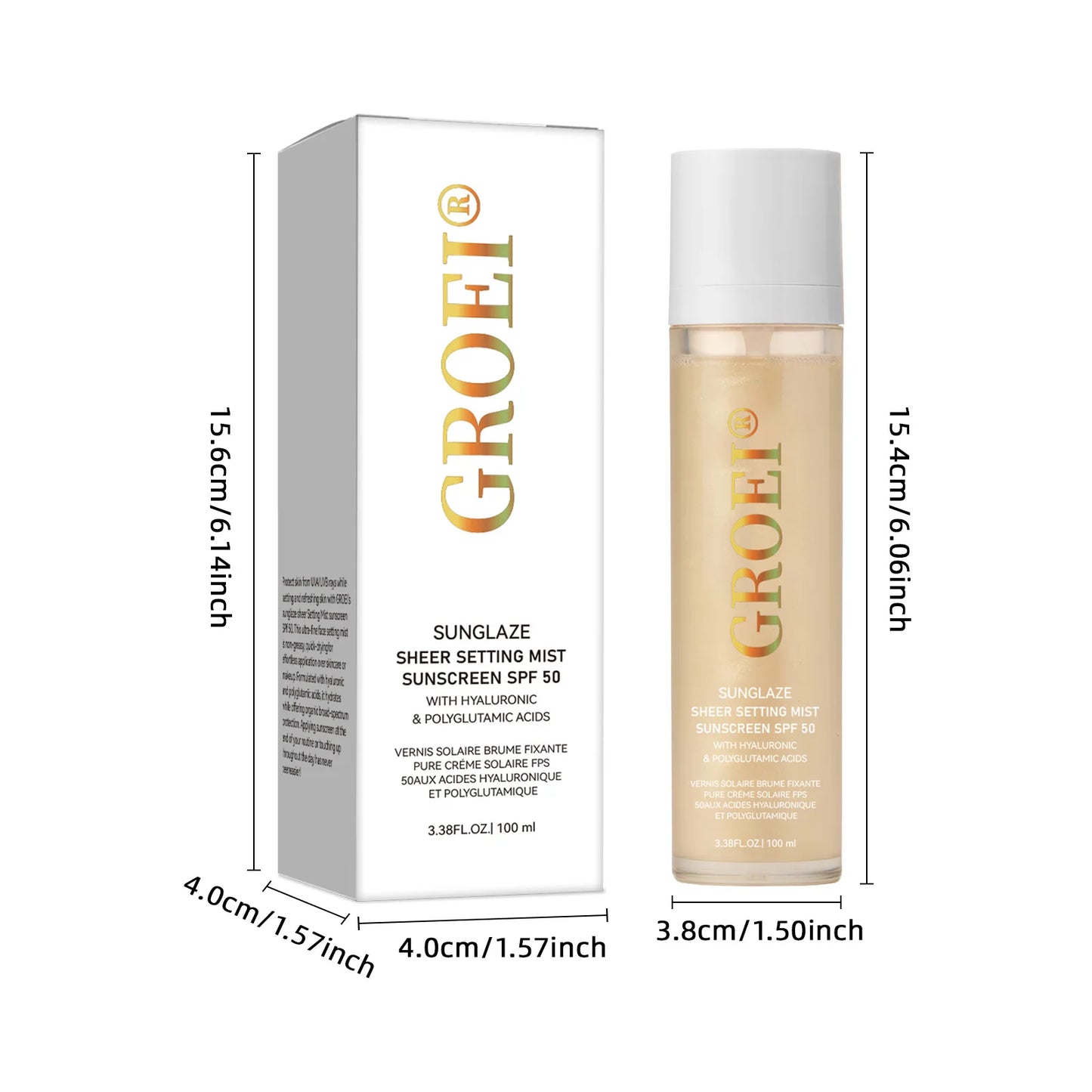 Spray Fixador com Protetor Solar FPS 50 — 100ml, Leve e Não Oleoso para Cuidados Faciais