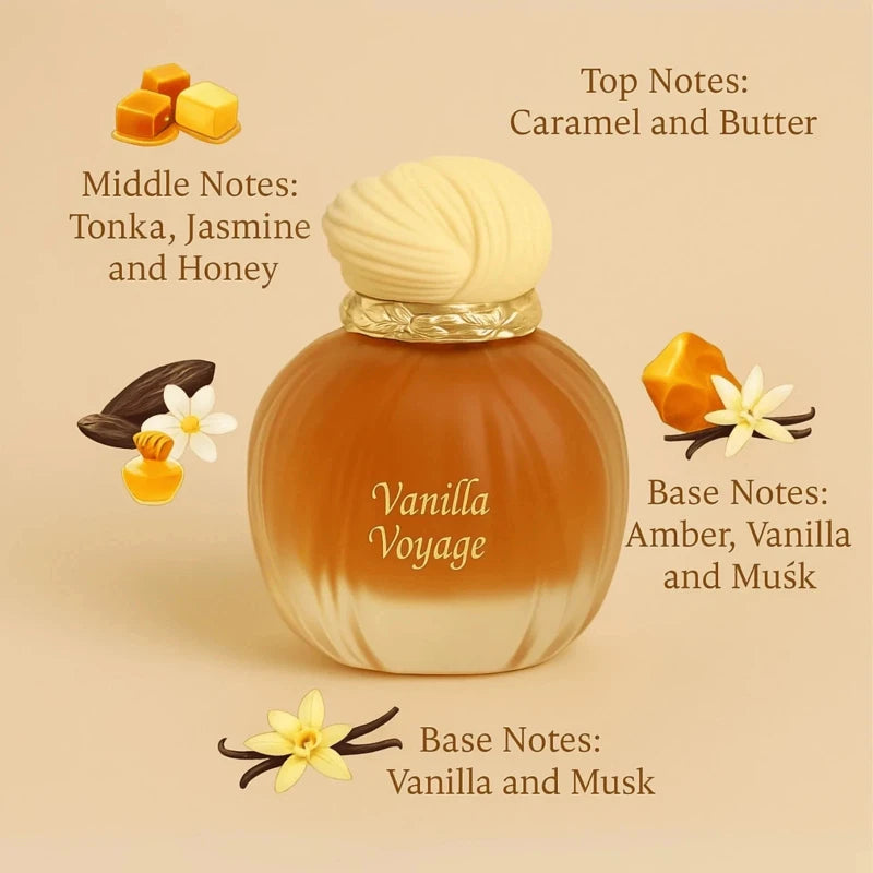 Perfume Maison Asrar Vanilla Voyage 100ml — Fragrância Oriental de Baunilha, Caramelo e Âmbar