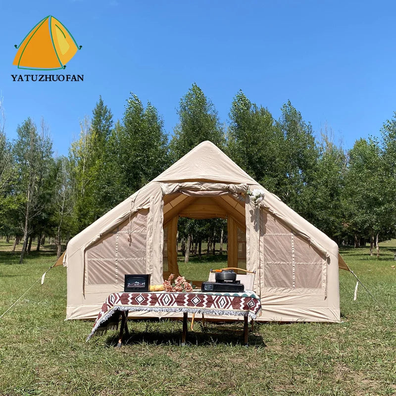 Tendas de Ar Personalizadas para Famílias Grandes, Luxuosas para Glamping ao Ar Livre, Tenda de Camping para 4-6 Pessoas, Tenda Inflável de Algodão