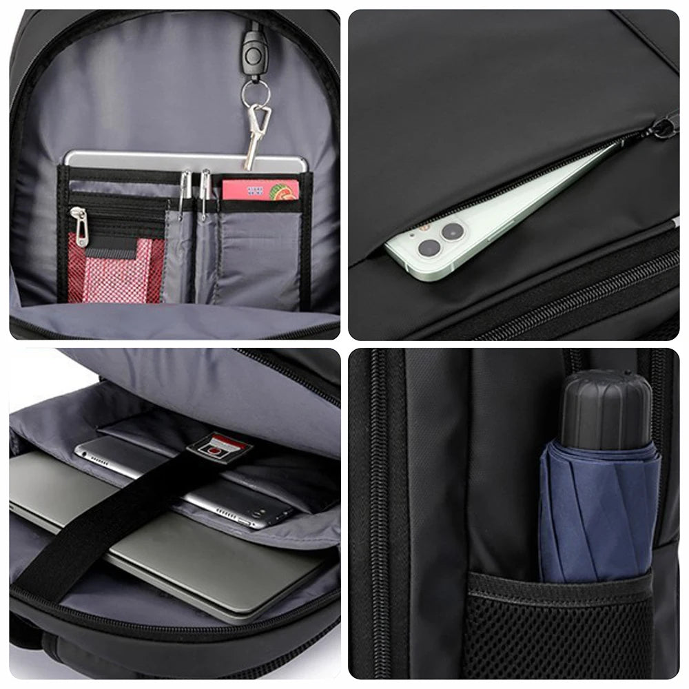 Mochila Masculina Antifurto Impermeável com USB — Grande Capacidade para Notebook 15,6" e 17,3"