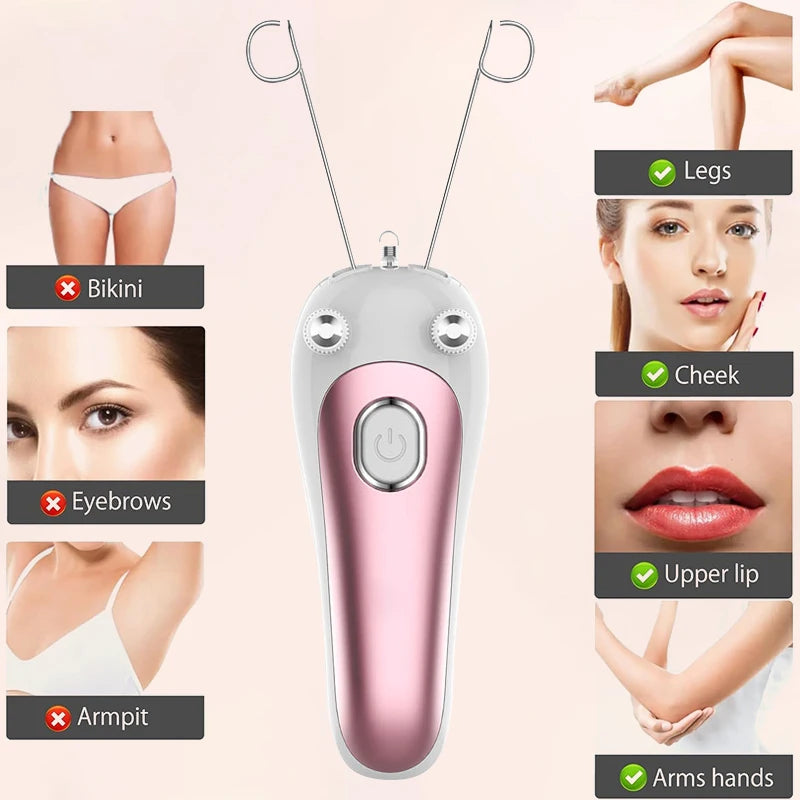 Epilador Elétrico de Fio Indolor Kemoko — Removedor de Pelos Facial e Corporal Recarregável