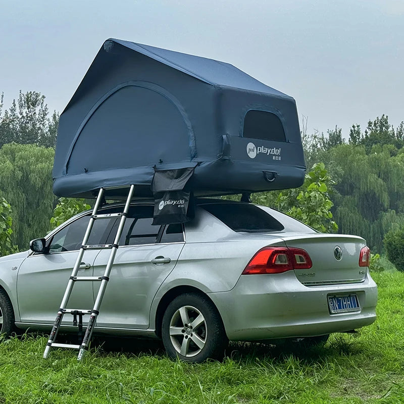 Barraca Inflável de Teto para Carro, Barraca de Teto para Glamping, Barracas Externas Versáteis com Asa em Concha, Grande Interna, Leve e Impermeável