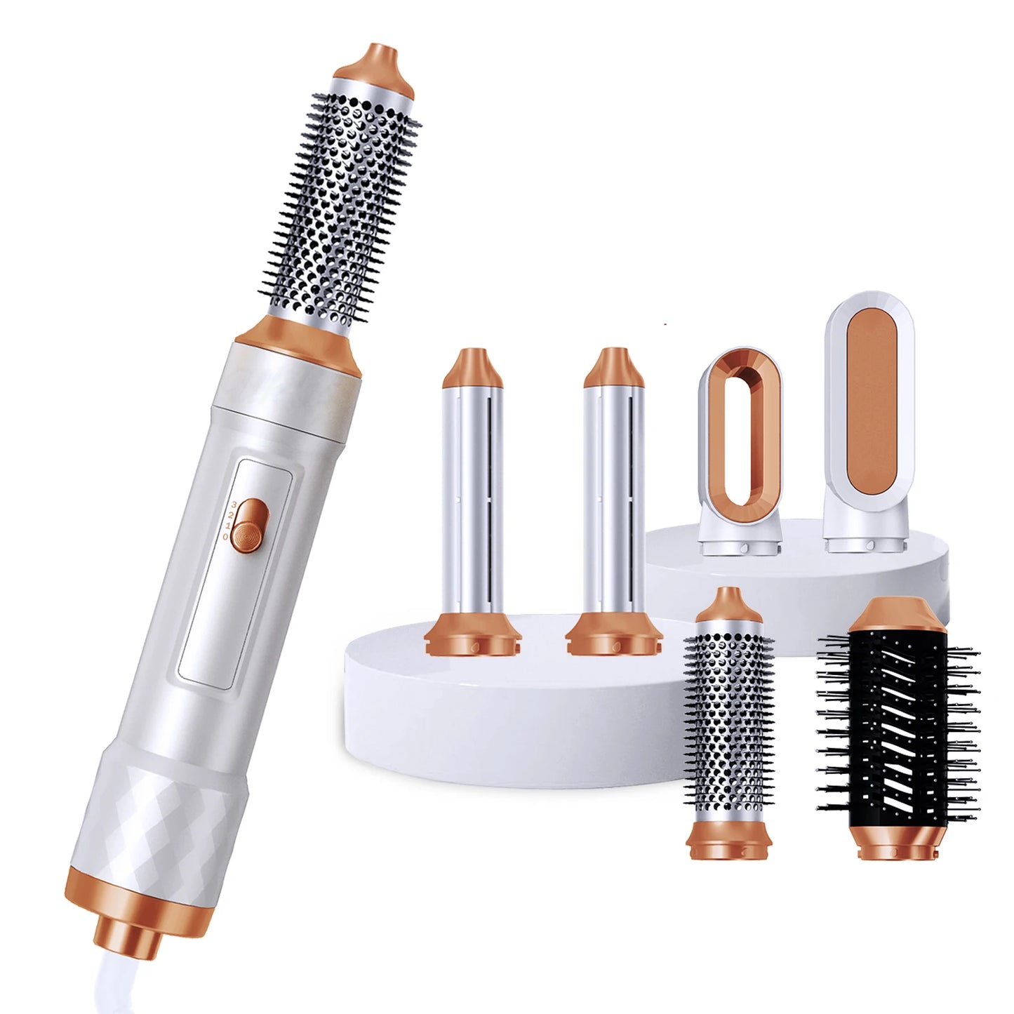 Escova Modeladora Elétrica 6 em 1 — Secador, Babyliss e Pente Aquecido para Estilização Profissional
