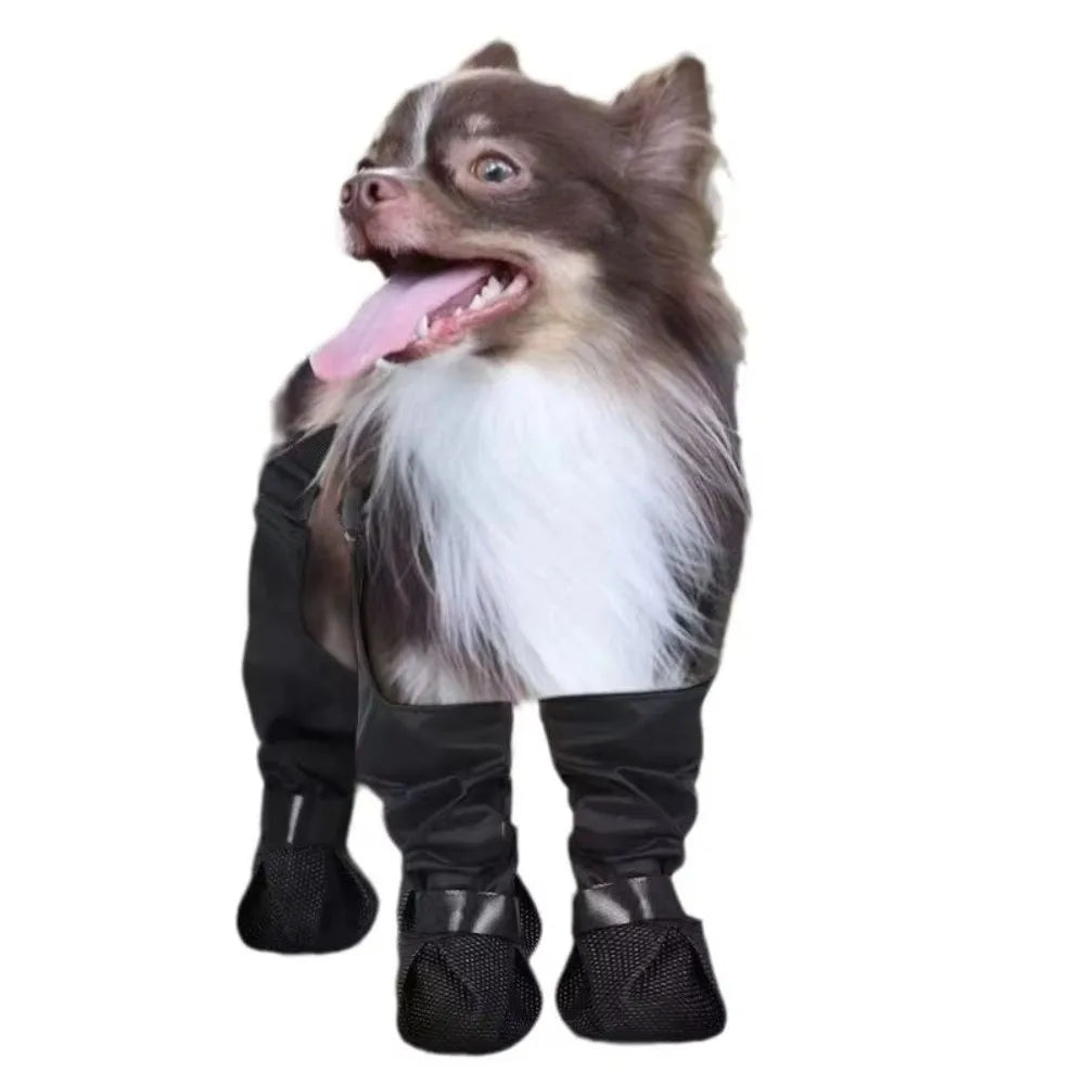 Botas de Chuva Impermeáveis para Cães, Protetor de Patas Ajustável e à Prova de Sujeira, Respirável, com Alça Auxiliar Antiderrapante para Dias Chuvosos