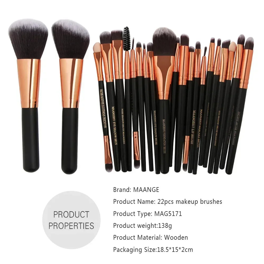 Kit de Pincéis de Maquiagem Profissionais — 3, 13 ou 22 Peças para Sombra, Delineador e Cosméticos