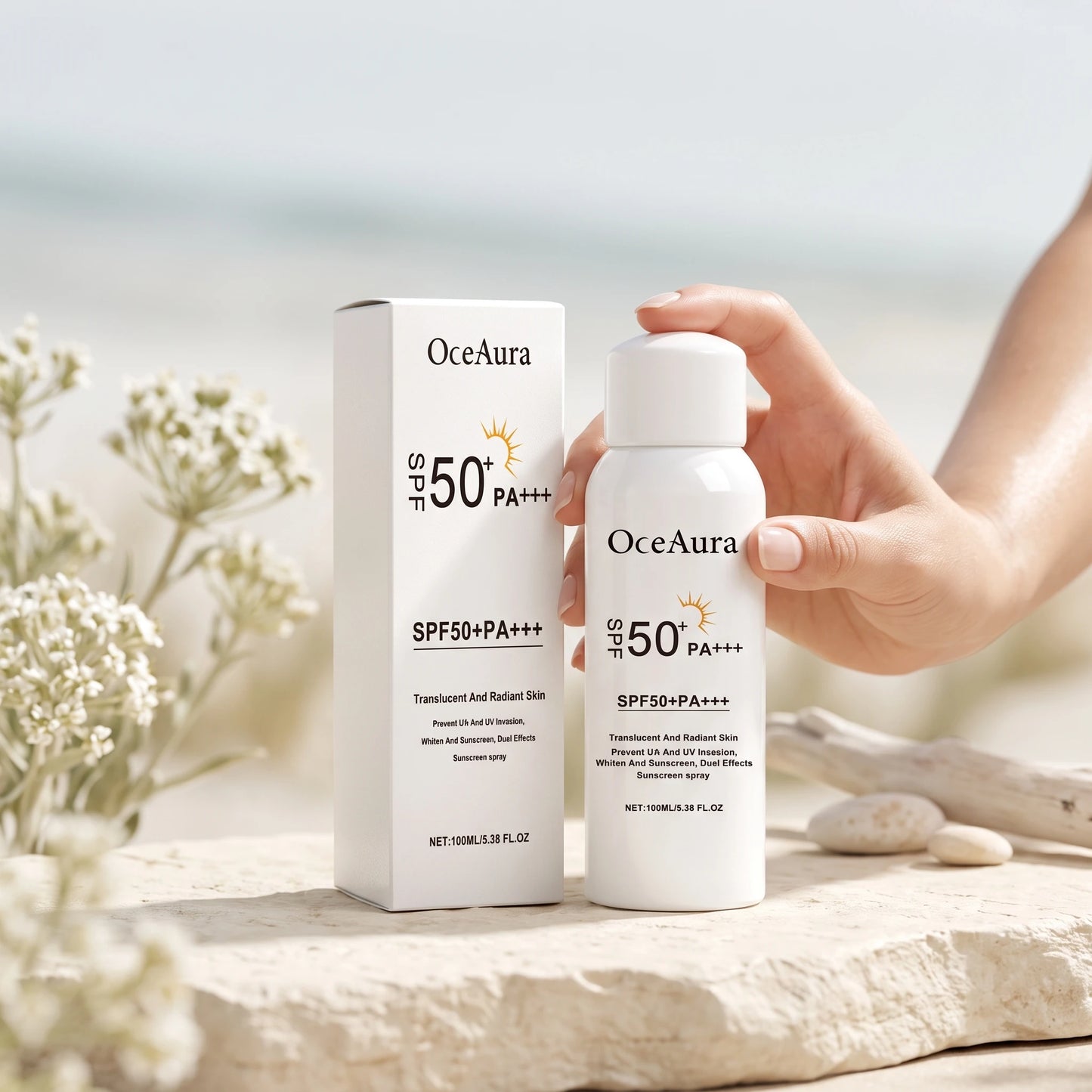 Spray Protetor Solar Facial — Hidratação Duradoura, À Prova d'Água e Suave para a Pele