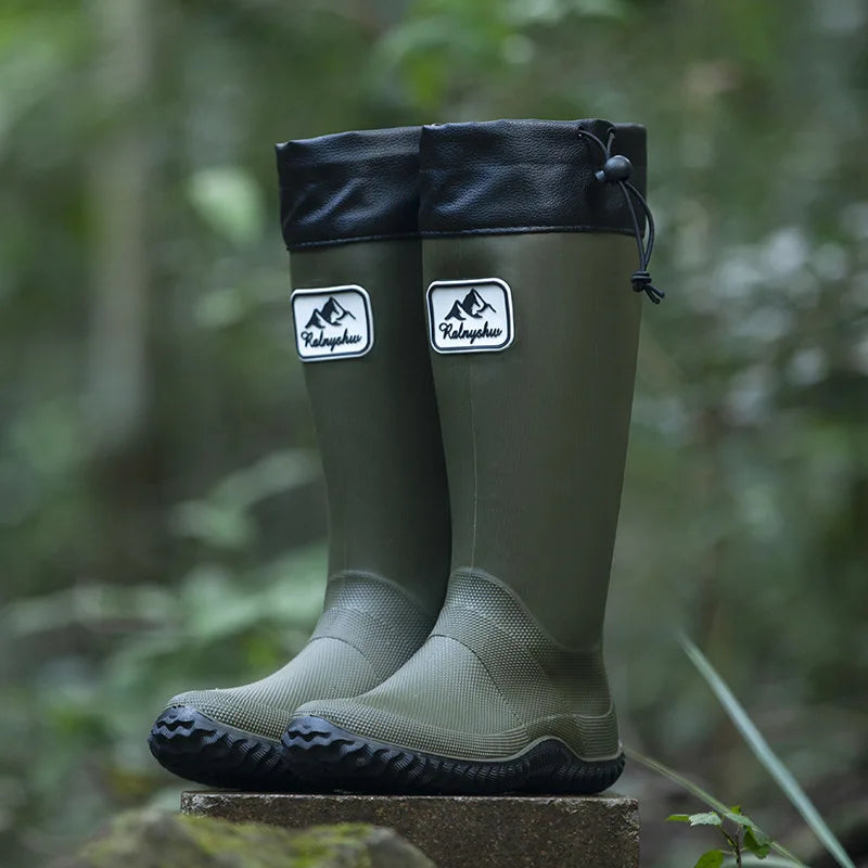 Botas de chuva para homens moda igh-top botas de chuva exterior usar tubo longo impermeável antiderrapante estilo casal botas de pesca ao ar livre