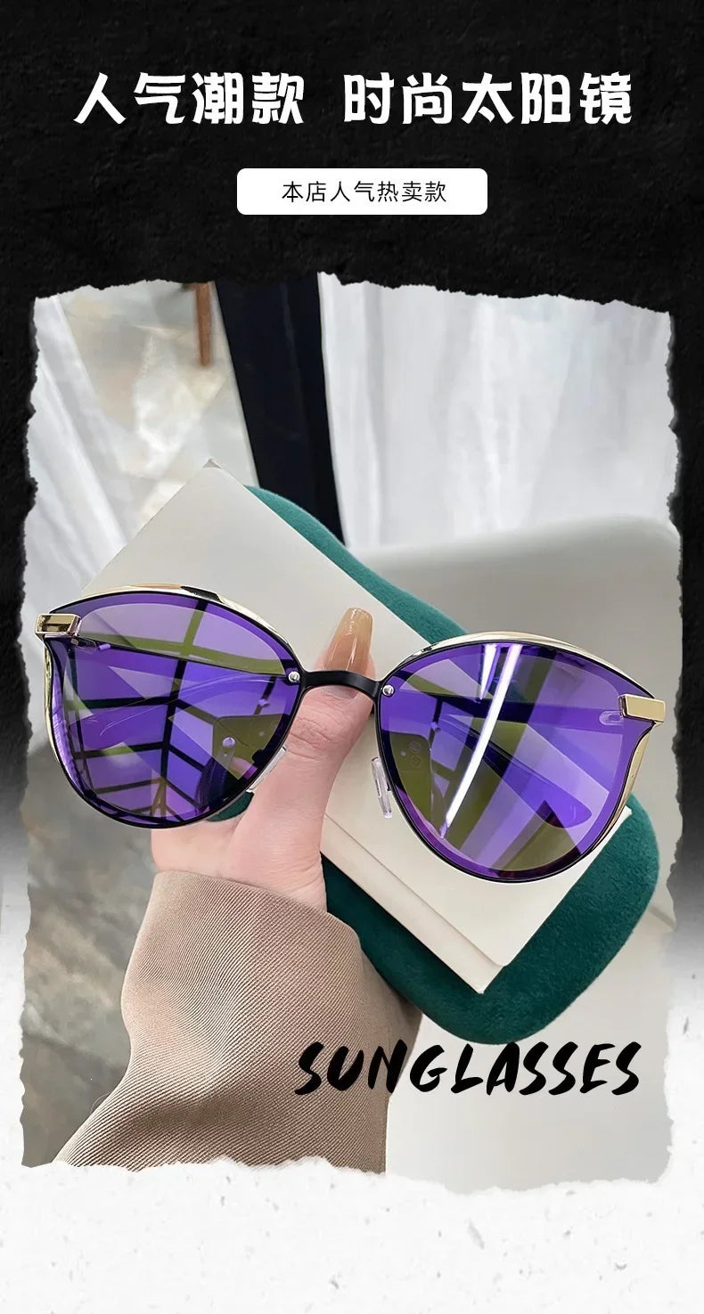 Óculos de Sol Retro Redondo Estilo Gato — Feminino, Elegante e com Proteção UV400