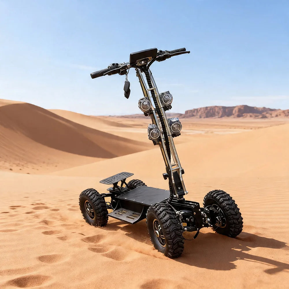 Scooter Elétrico de Alta Velocidade de 13 Polegadas com 4 Rodas – Veículo Dobrável Off-Road com Tração Dupla/Integral para Uso Externo e Patrulha