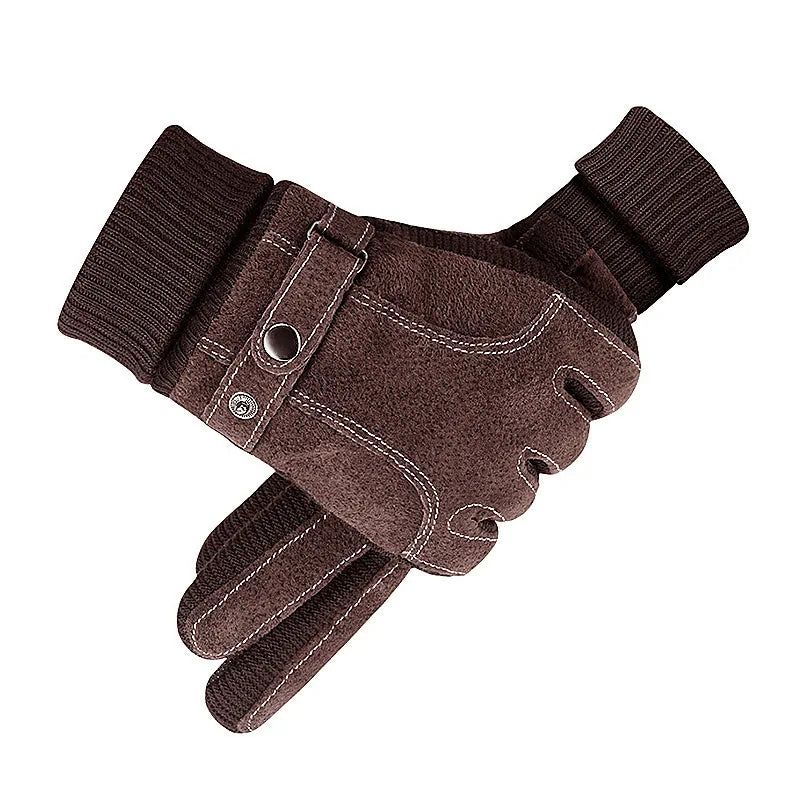 Luvas Inverno Ciclismo Motocicleta Windproof isolamento frio quente couro Touch Screen Anti-Slip pilha grossa dos homens