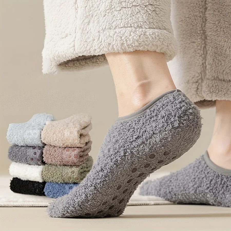 Meias Térmicas Masculinas Coral Fleece Quentinhas — Antiderrapante, Confortáveis e Perfeitas para Usar em Casa no Inverno
