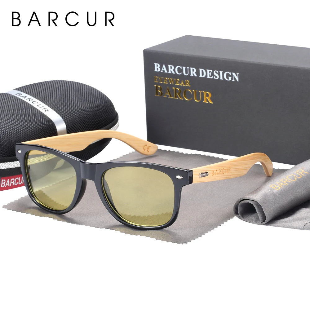 Óculos de Sol Barcur Bambu Polarizado Elegante — Proteção UV400 para Homens e Mulheres