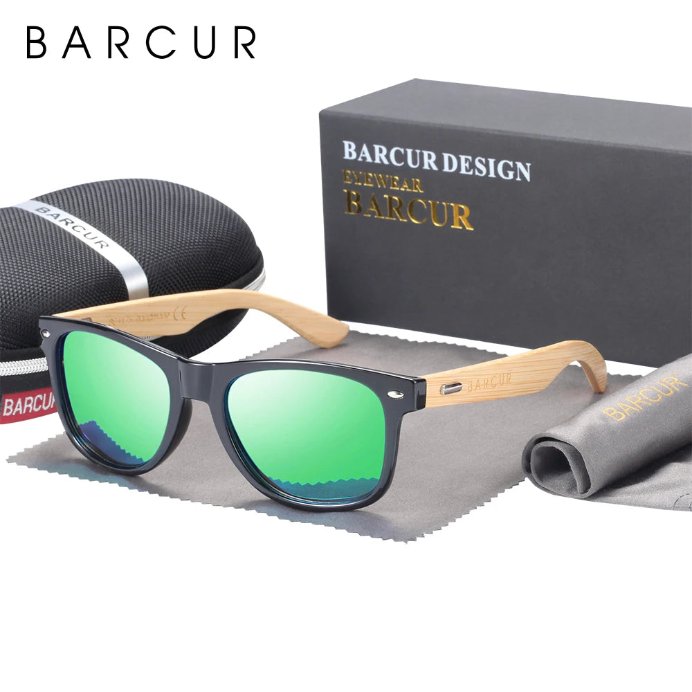 Óculos de sol de bambu polarizado BARCUR Homens Óculos de sol de madeira Mulheres Marca Original Madeira UV400 Oculos De Sol