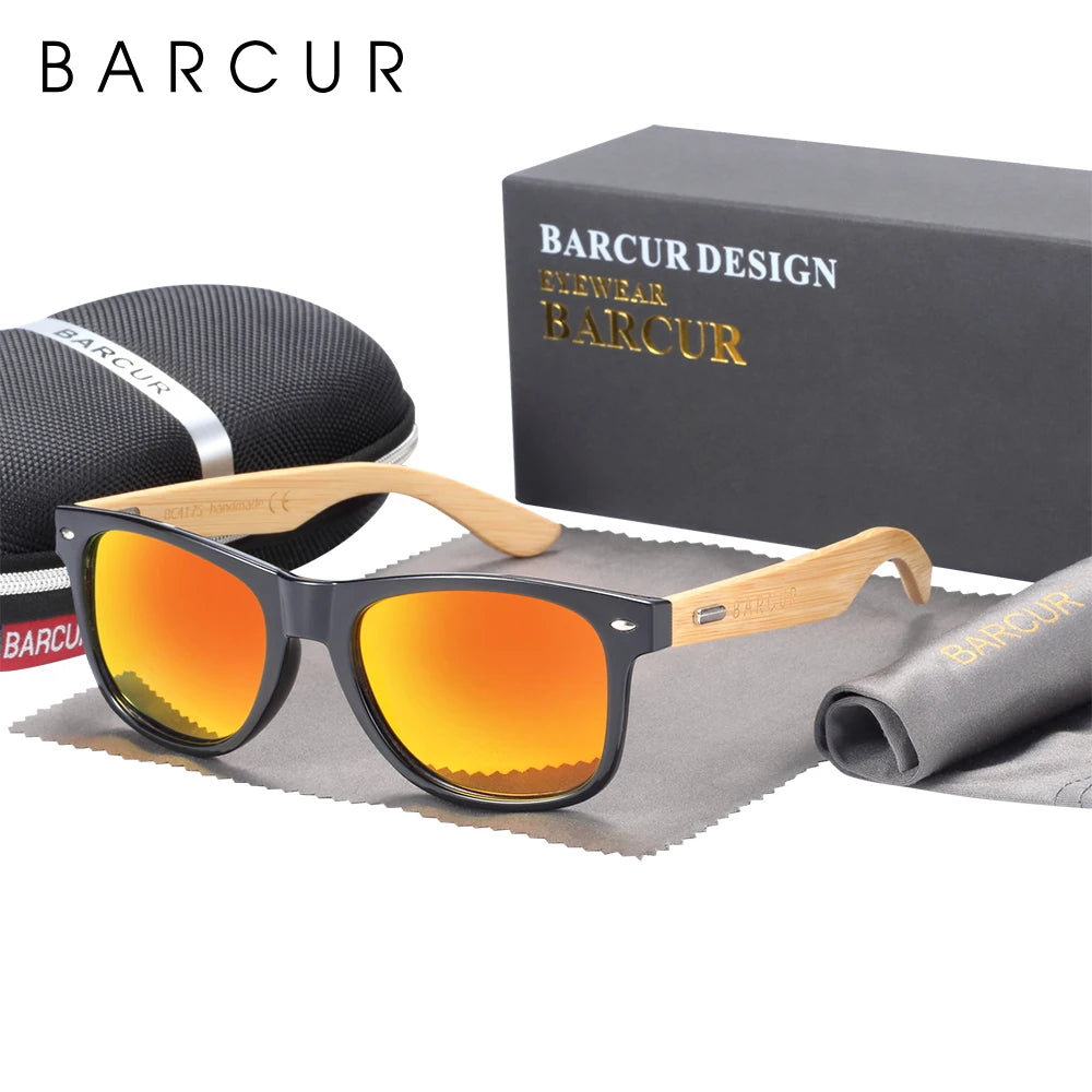 Óculos de Sol Barcur Bambu Polarizado Elegante — Proteção UV400 para Homens e Mulheres