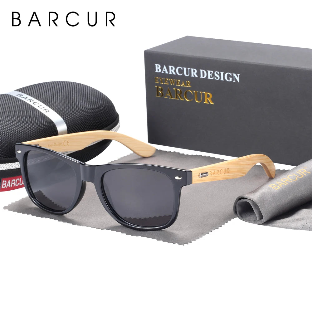 Óculos de Sol Barcur Bambu Polarizado Elegante — Proteção UV400 para Homens e Mulheres