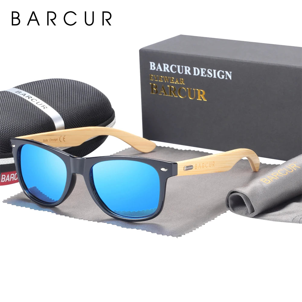 Óculos de Sol Barcur Bambu Polarizado Elegante — Proteção UV400 para Homens e Mulheres