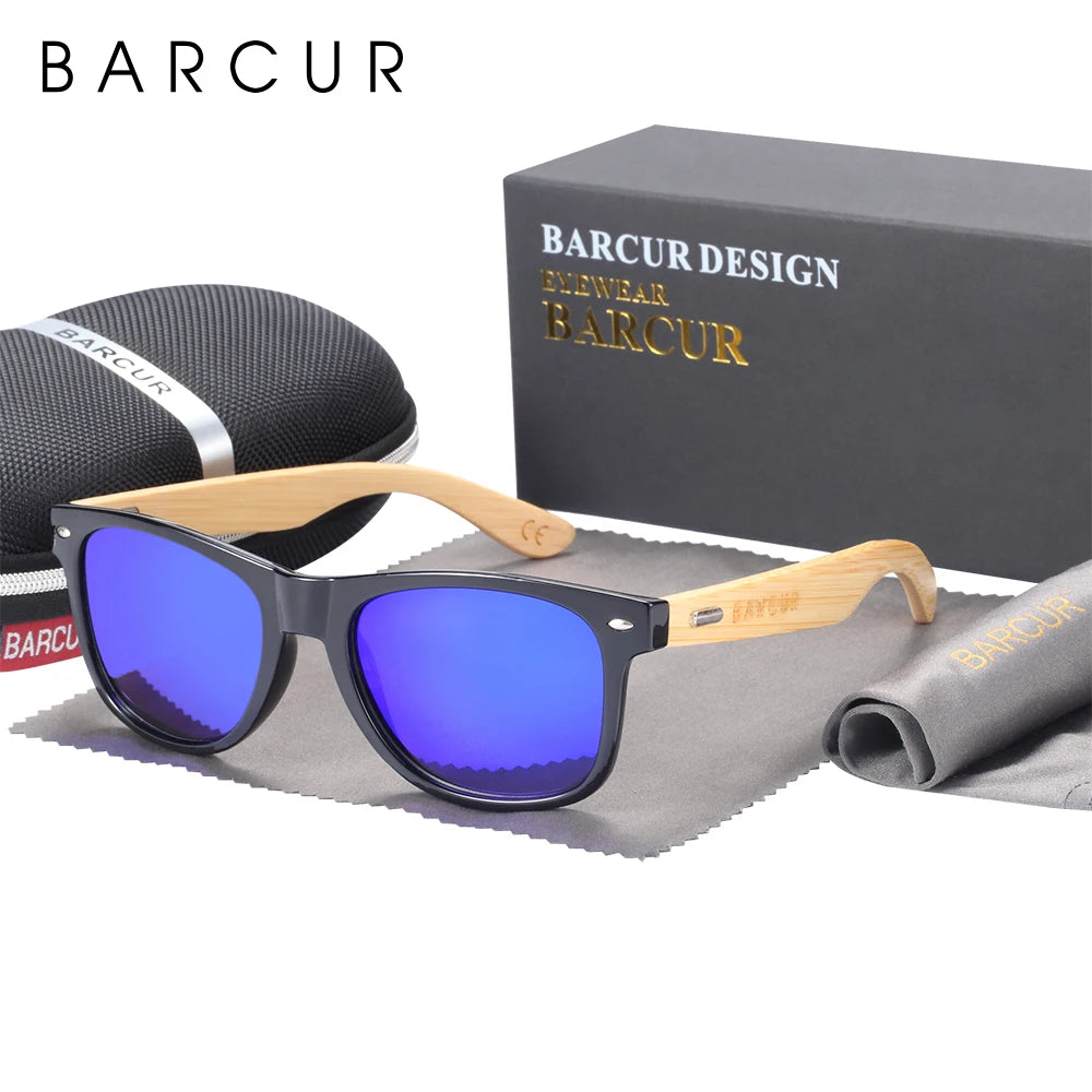 Óculos de sol de bambu polarizado BARCUR Homens Óculos de sol de madeira Mulheres Marca Original Madeira UV400 Oculos De Sol