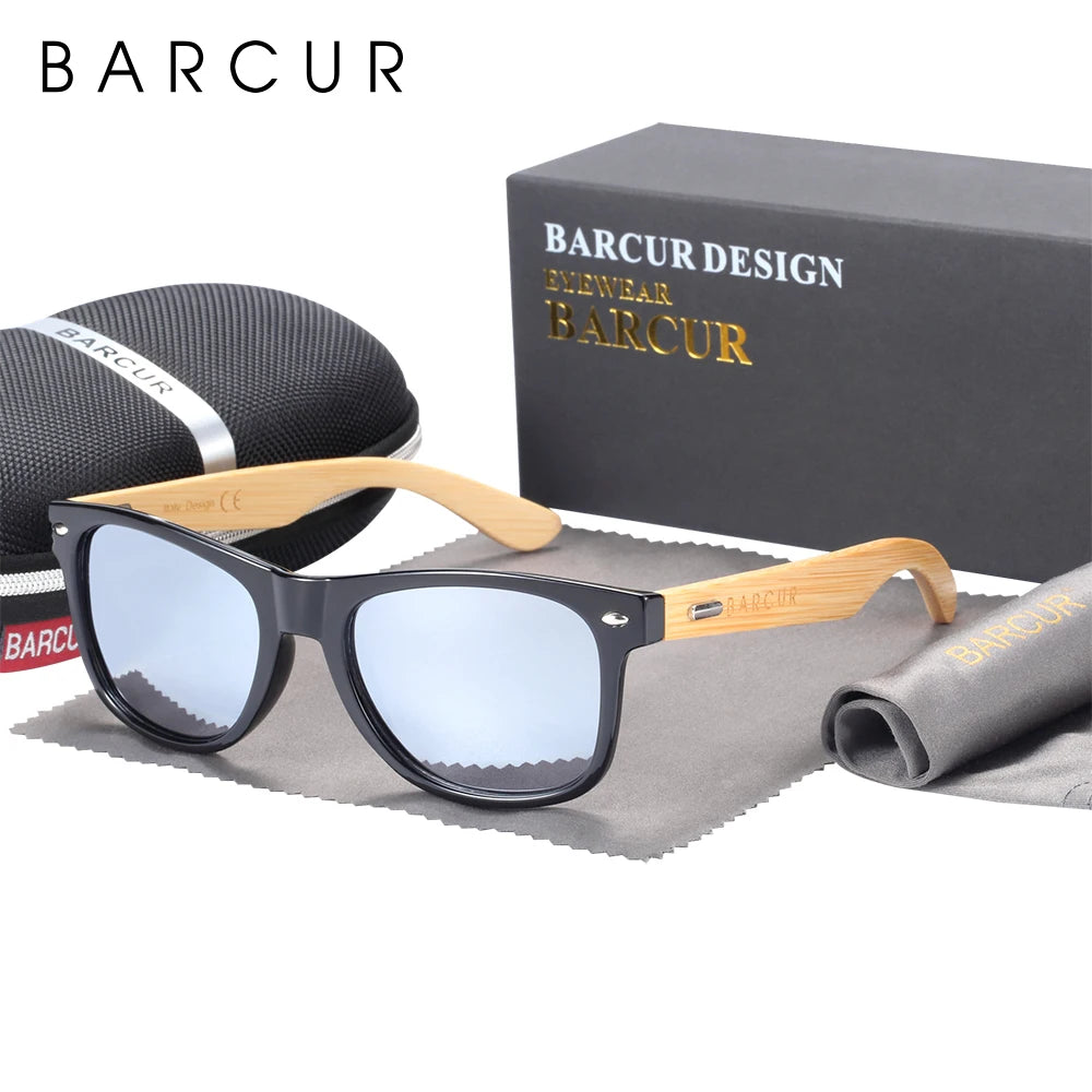 Óculos de Sol Barcur Bambu Polarizado Elegante — Proteção UV400 para Homens e Mulheres