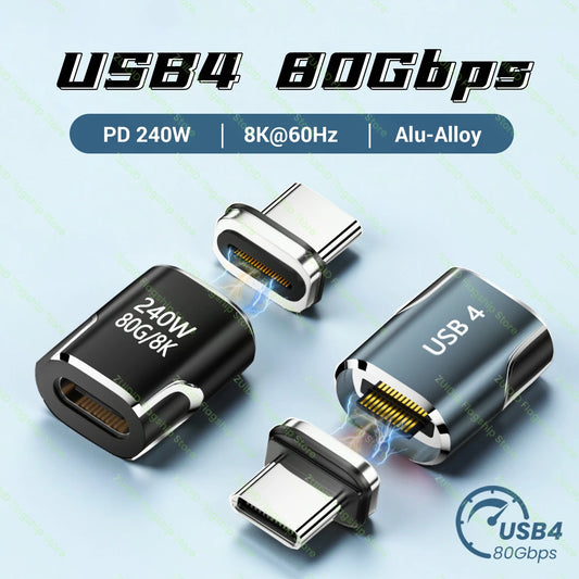 Adaptador Magnético USB4 80Gbps USB-C para Tipo C 240W 1
