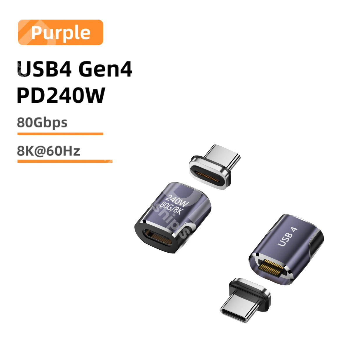 Adaptador Magnético USB4 80Gbps USB-C para Tipo C 240W 8