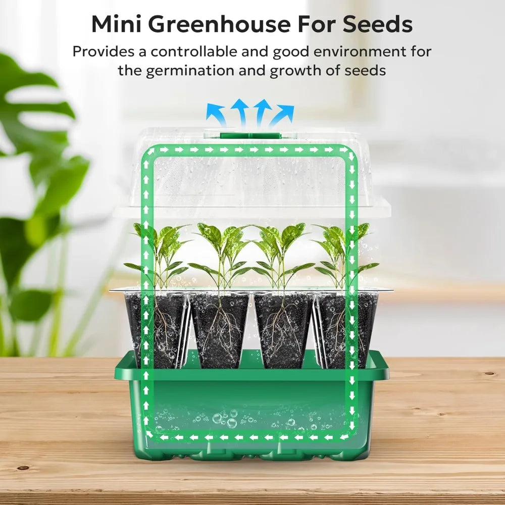 Bandeja de Germinação com Luz LED para Cultivo, Vaso de Viveiro, Plantador de Mudas com Ventilação e Umidade Ajustáveis, 6/12/13 Células 4