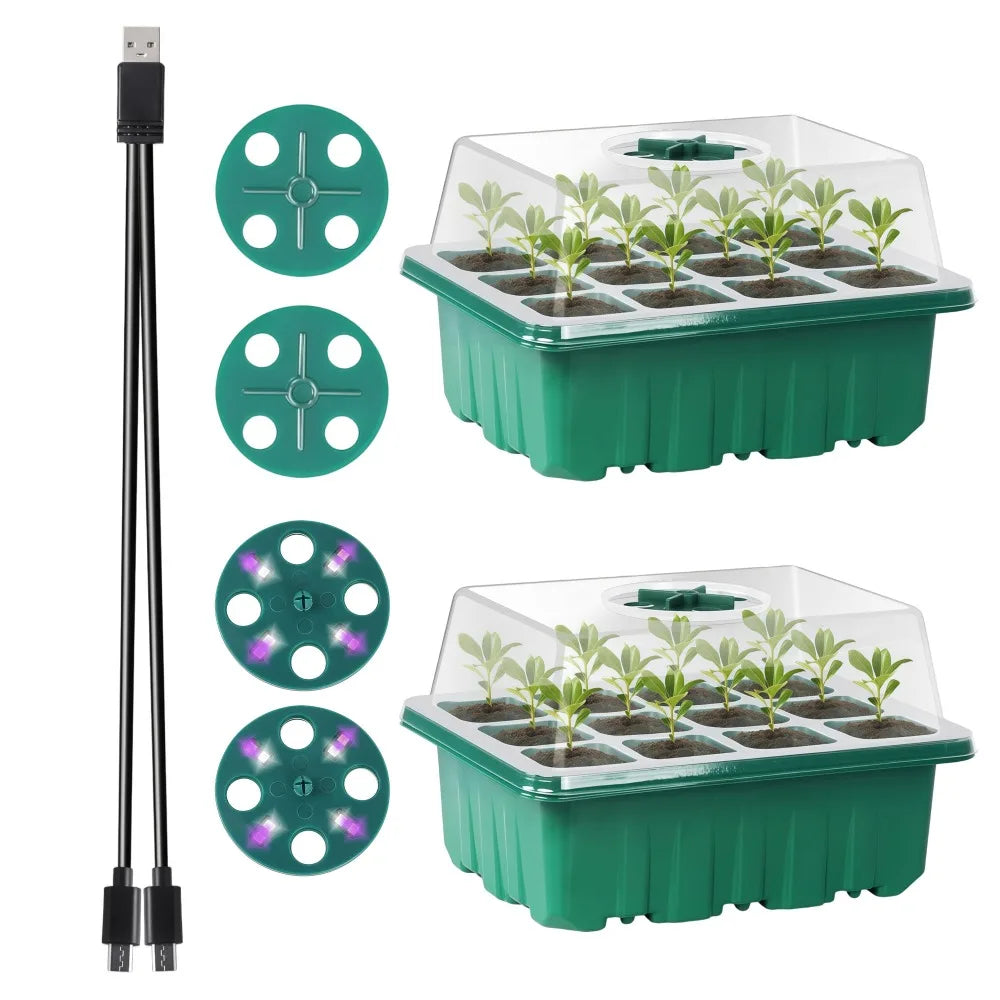 Bandeja de Germinação com Luz LED para Cultivo, Vaso de Viveiro, Plantador de Mudas com Ventilação e Umidade Ajustáveis, 6/12/13 Células 7
