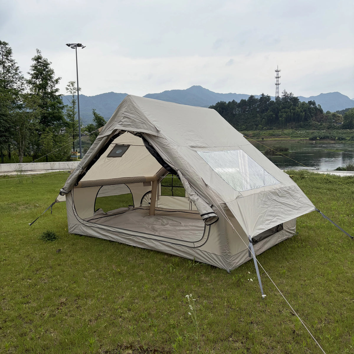 Barraca Inflável para Camping, Barraca Inflável Glamping com Bomba Manual para Todas as Estações, Ideal para Família, Amigos, Acampamento, Encontros ao Ar Livre 16