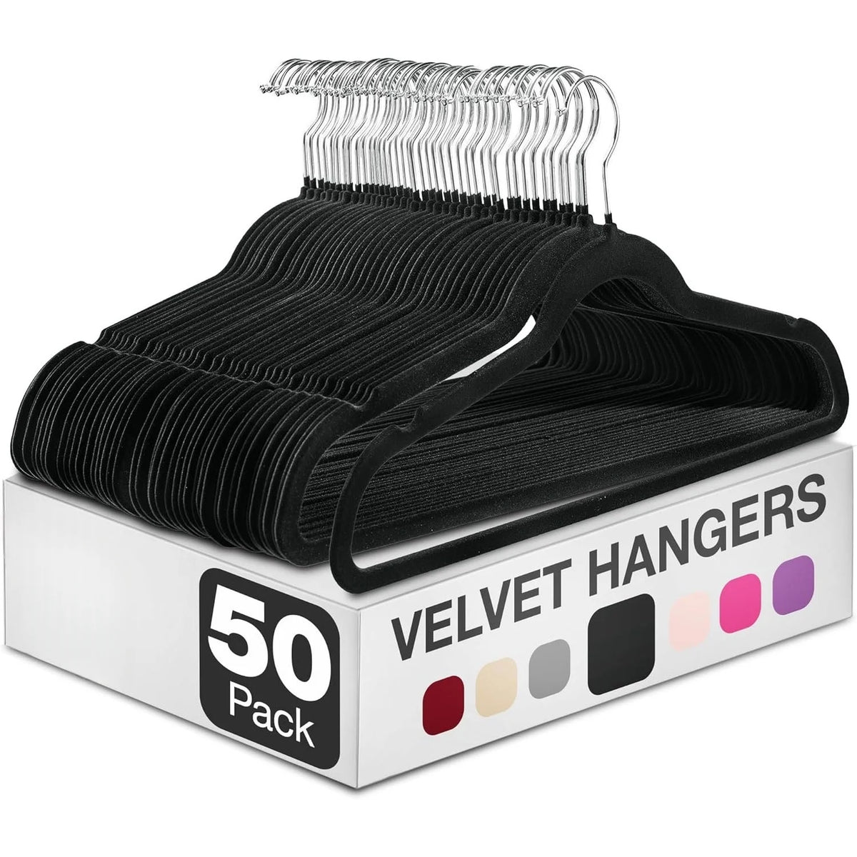 Cabide de veludo preto para roupas, calças, casaco, armário, gancho de armazenamento, cabides antiderrapantes de feltro, economizador de espaço para casa, organizadores 1