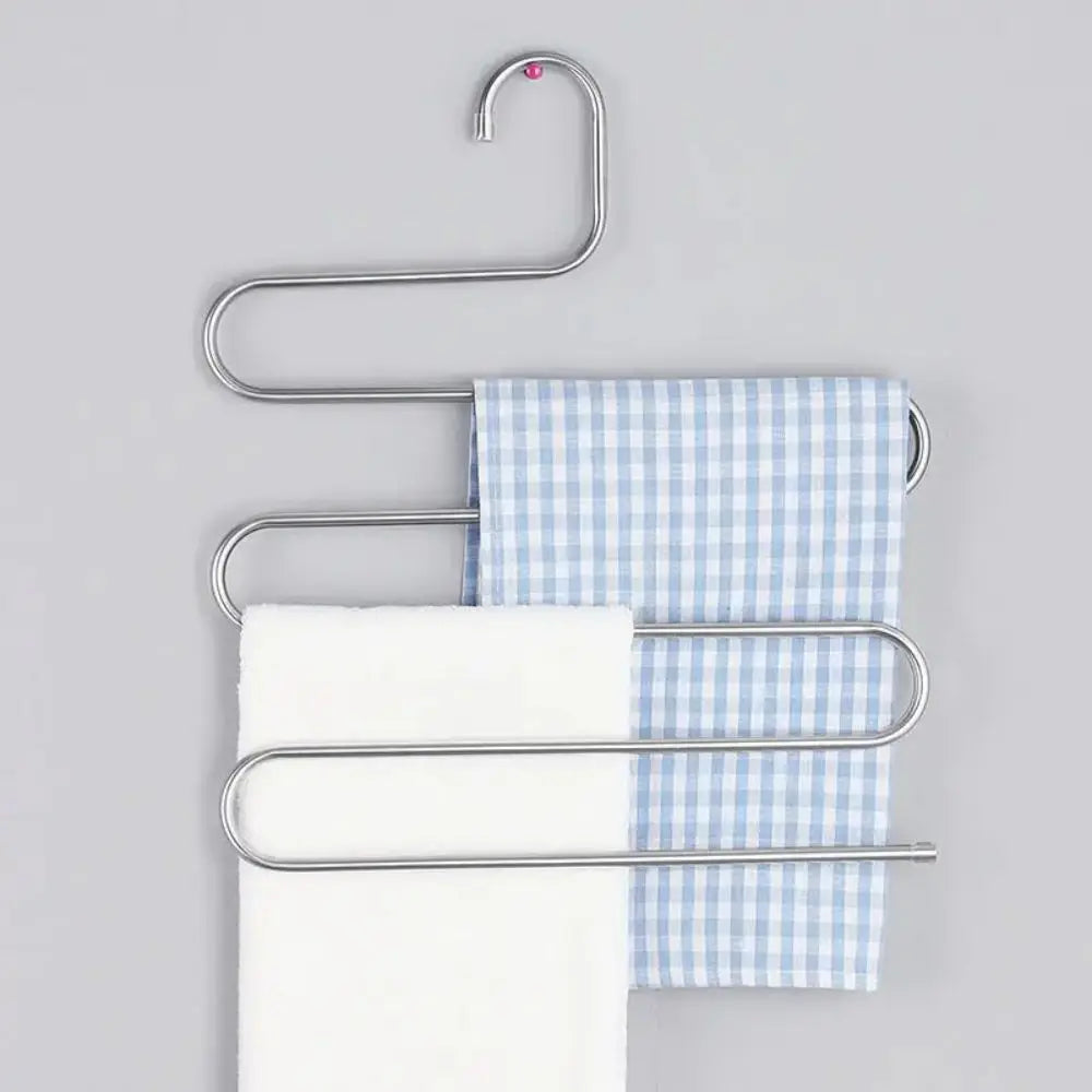 Cabides de roupas multifuncionais de 5 camadas, rack de armazenamento de calças antiderrapante, rack de pano com múltiplas funções para pendurar e armazenar 6