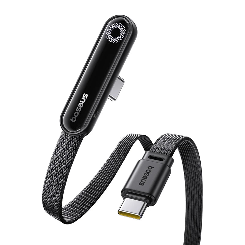 Cabo USB C Baseus MVP3 com Conector em Ângulo de 100W para iPhone 16 15 Pro Max, Cabo Tipo C com Luz LED para Macbook Pro, Xiaomi, Samsung 7