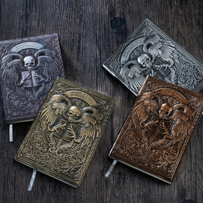 Caderno/Diário A5 de Couro PU com Relevo de Anjo Gótico Vintage - Diário de Fantasia Sombria para Escrita - Presente 1