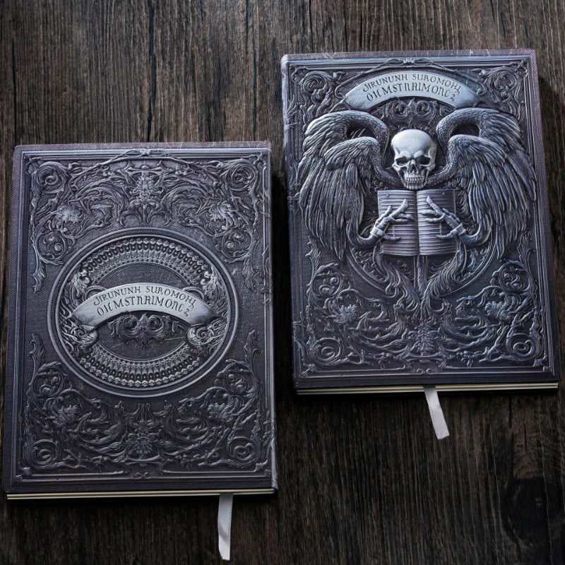 Caderno/Diário A5 de Couro PU com Relevo de Anjo Gótico Vintage - Diário de Fantasia Sombria para Escrita - Presente 2