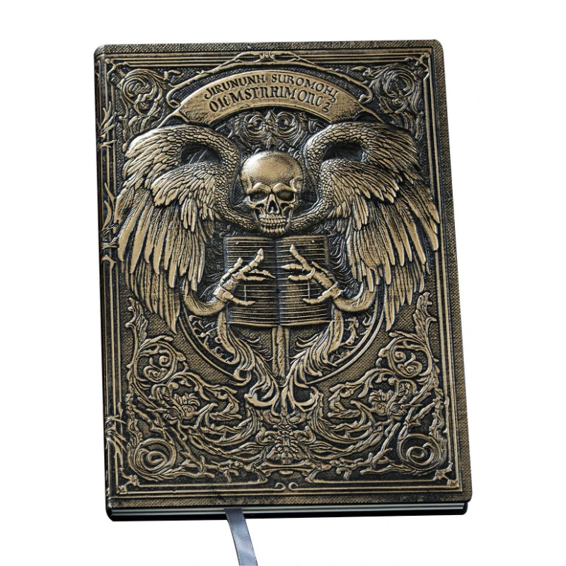 Caderno/Diário A5 de Couro PU com Relevo de Anjo Gótico Vintage - Diário de Fantasia Sombria para Escrita - Presente 5