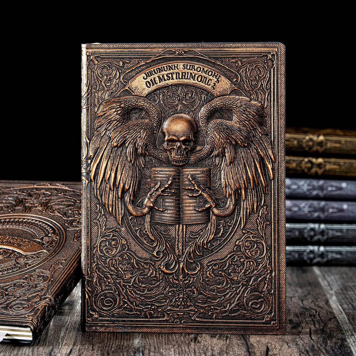 Caderno/Diário A5 de Couro PU com Relevo de Anjo Gótico Vintage - Diário de Fantasia Sombria para Escrita - Presente 8