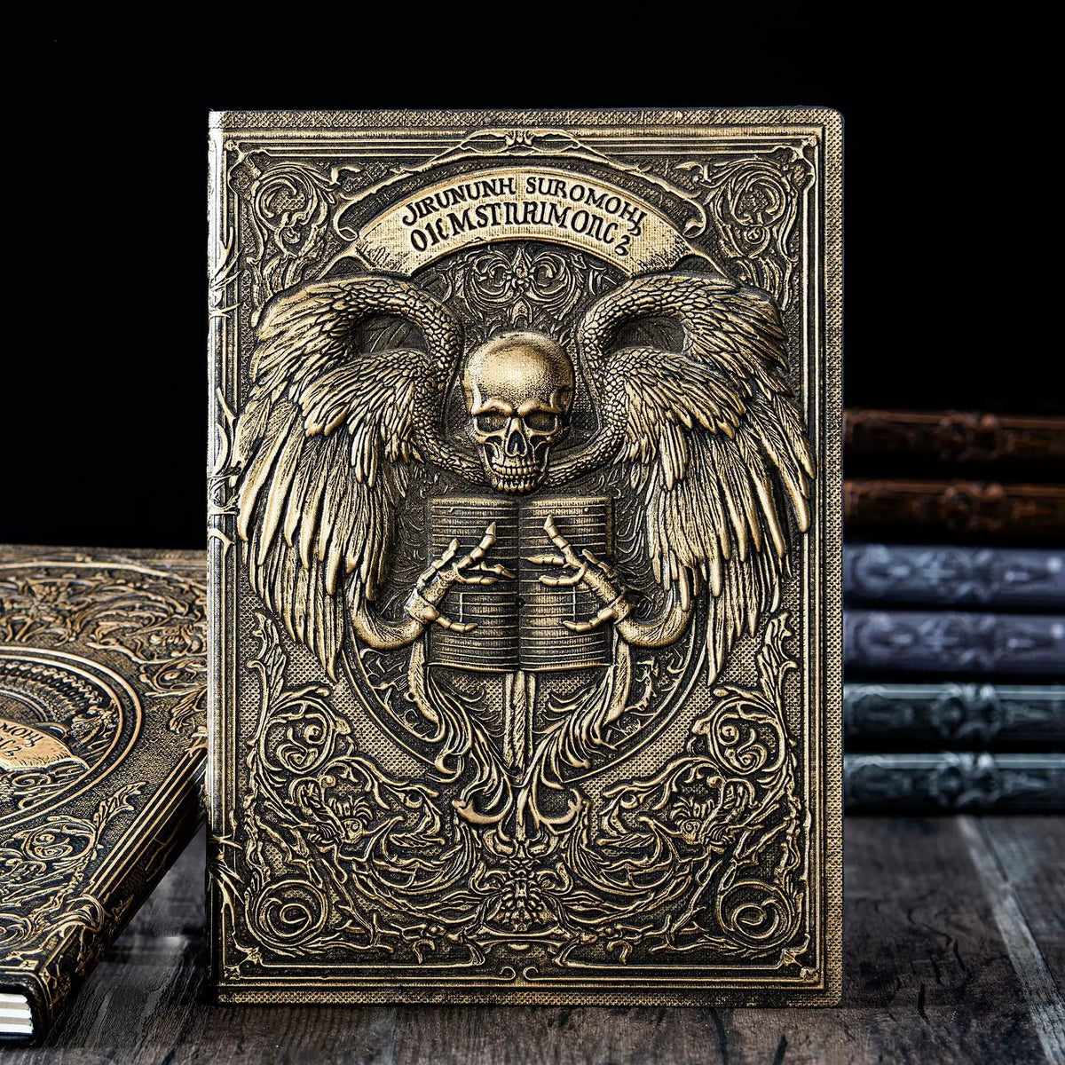 Caderno/Diário A5 de Couro PU com Relevo de Anjo Gótico Vintage - Diário de Fantasia Sombria para Escrita - Presente 9