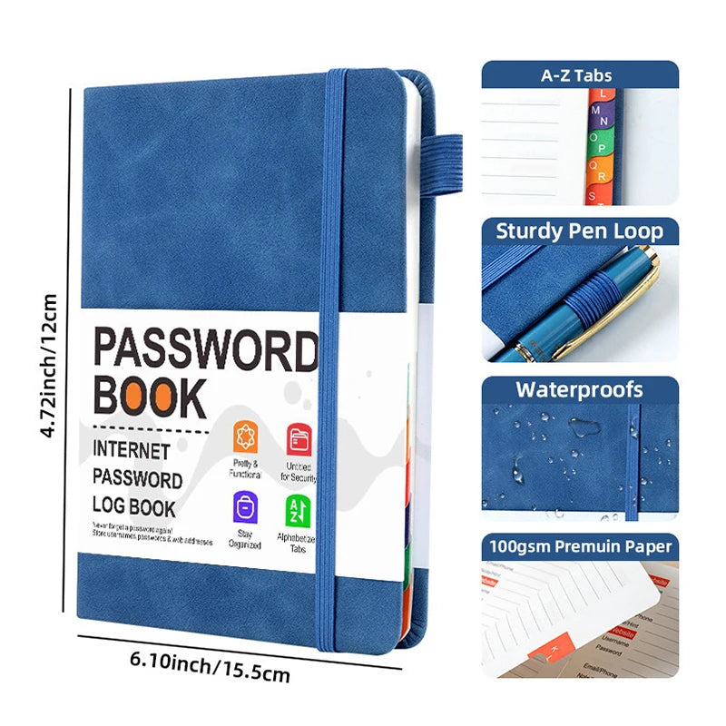 Caderno Organizador de Senhas para Computador com Abas Alfabéticas e Bolso para Registro de Endereços e Detalhes de Contas 2