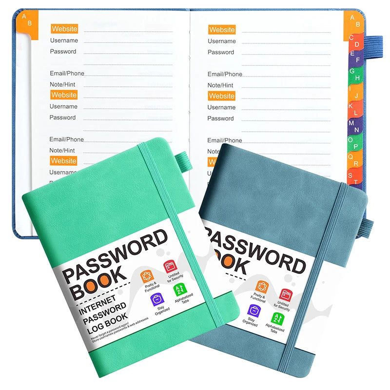 Caderno Organizador de Senhas para Computador com Abas Alfabéticas e Bolso para Registro de Endereços e Detalhes de Contas 5
